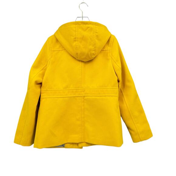 Old Navy Y2K 2012 Bright Yellow Felt Toggle Hooded Winter Peacoat - Picture 8 of 12